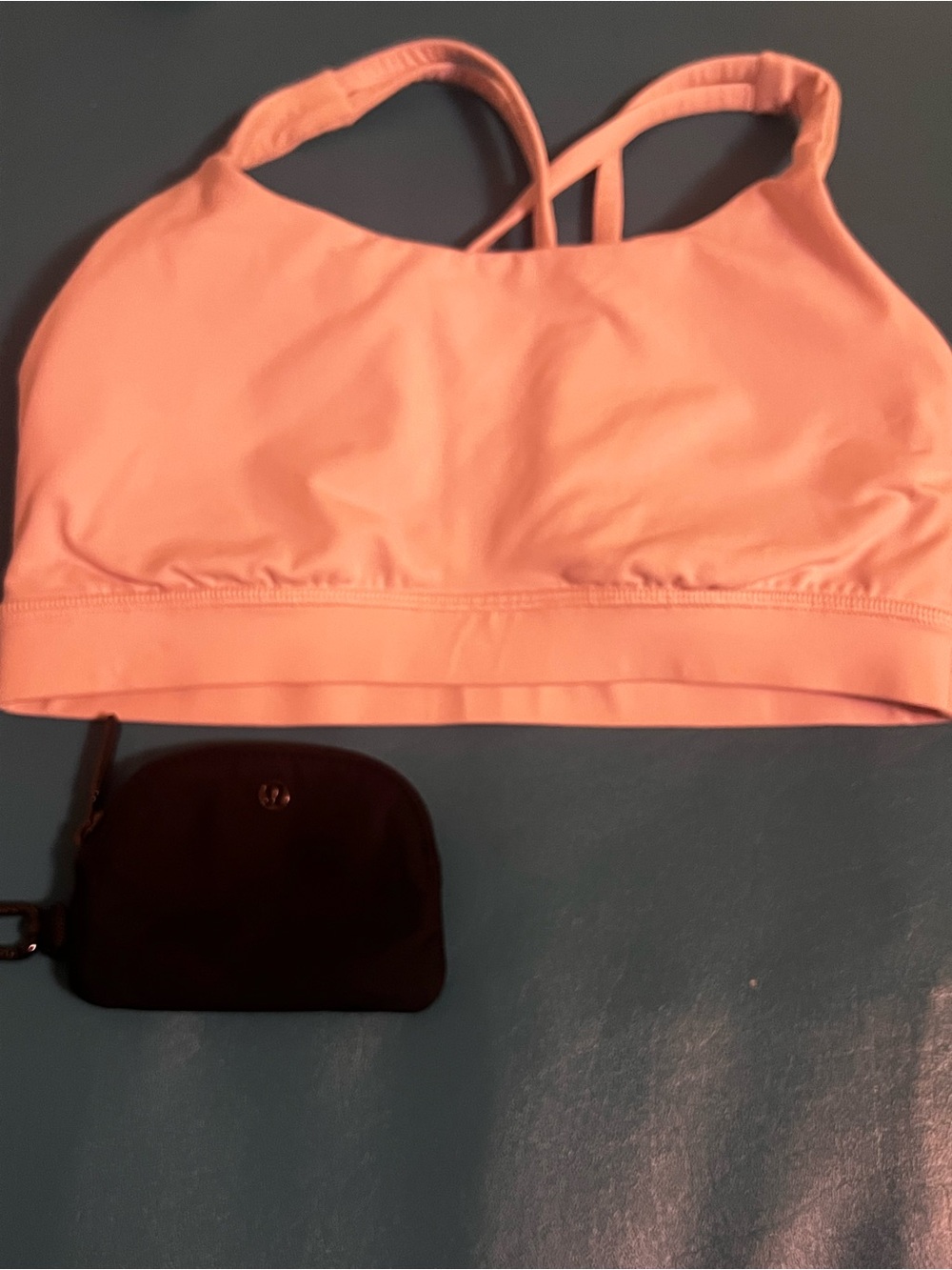 lululemon athletica Peach Strappy Light-Impact Sports Bra and lululemon coins